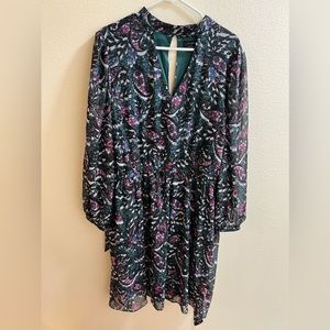 New Lane Bryant Cutout Mock-Neck Fit & Flare Long Sleeve Chiffon Dress Size 20